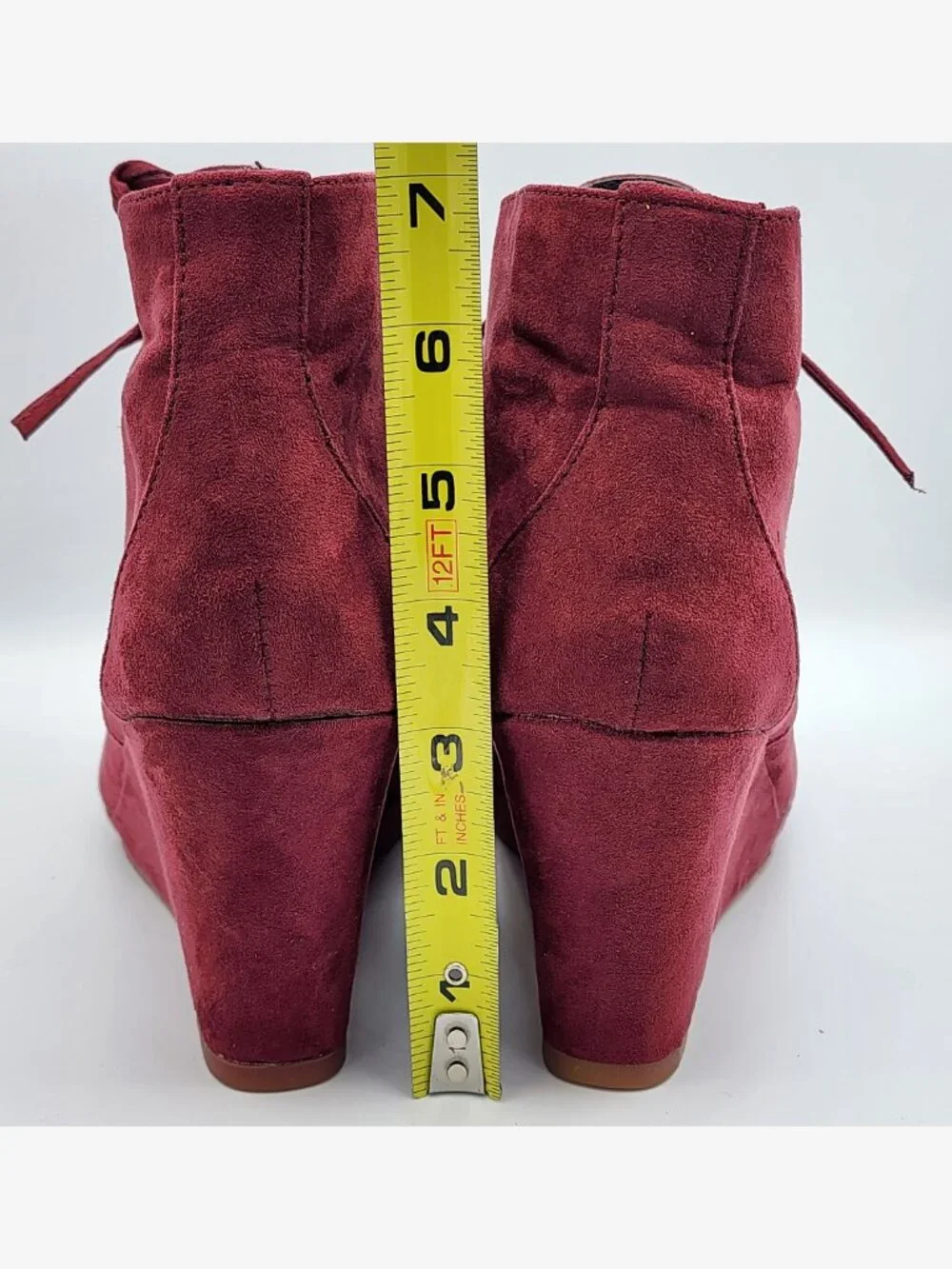 Y2K Maroon Velvet Wedge Booties | Women's 6